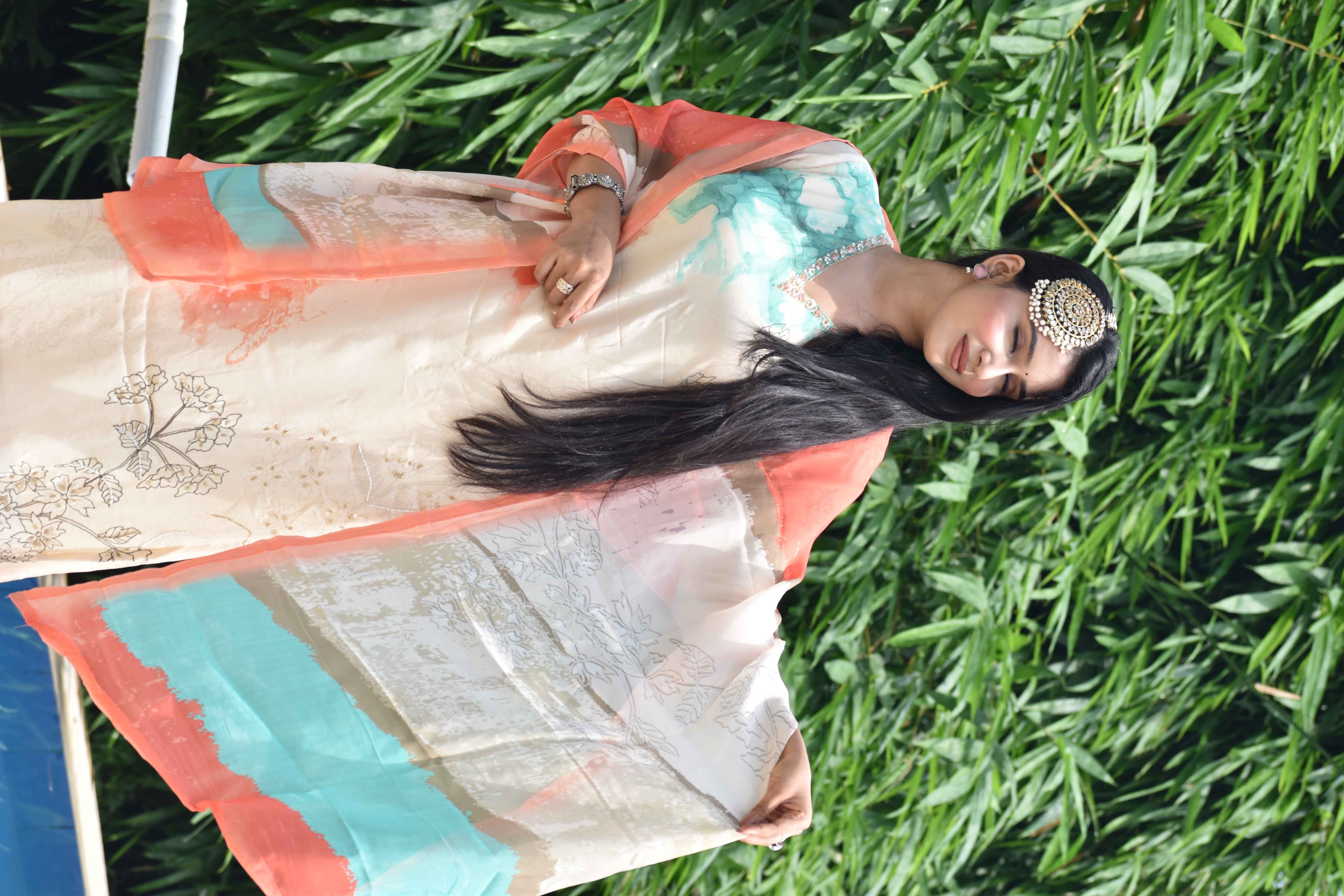 organza suit with linning