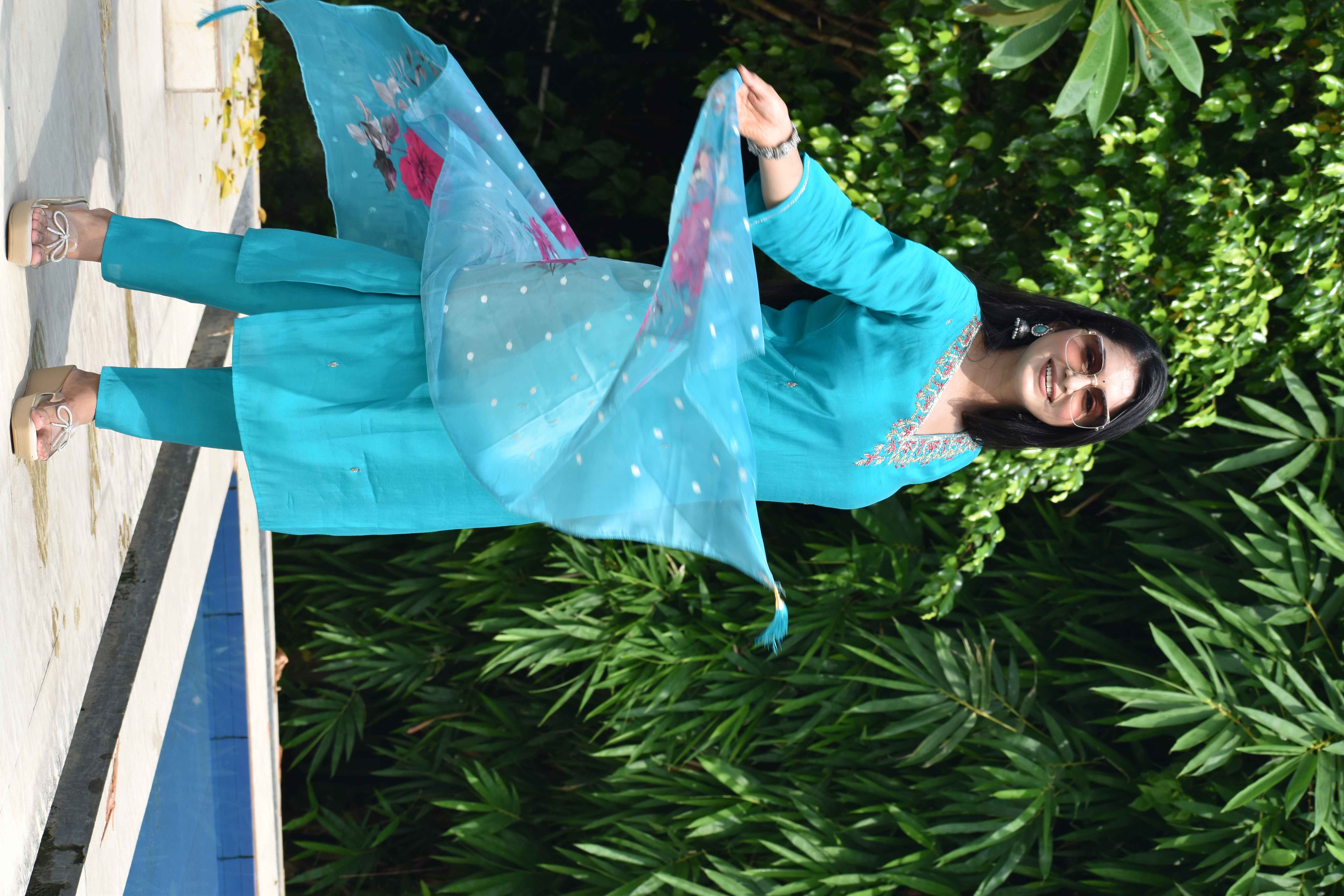 Turquoise blue Suit set 